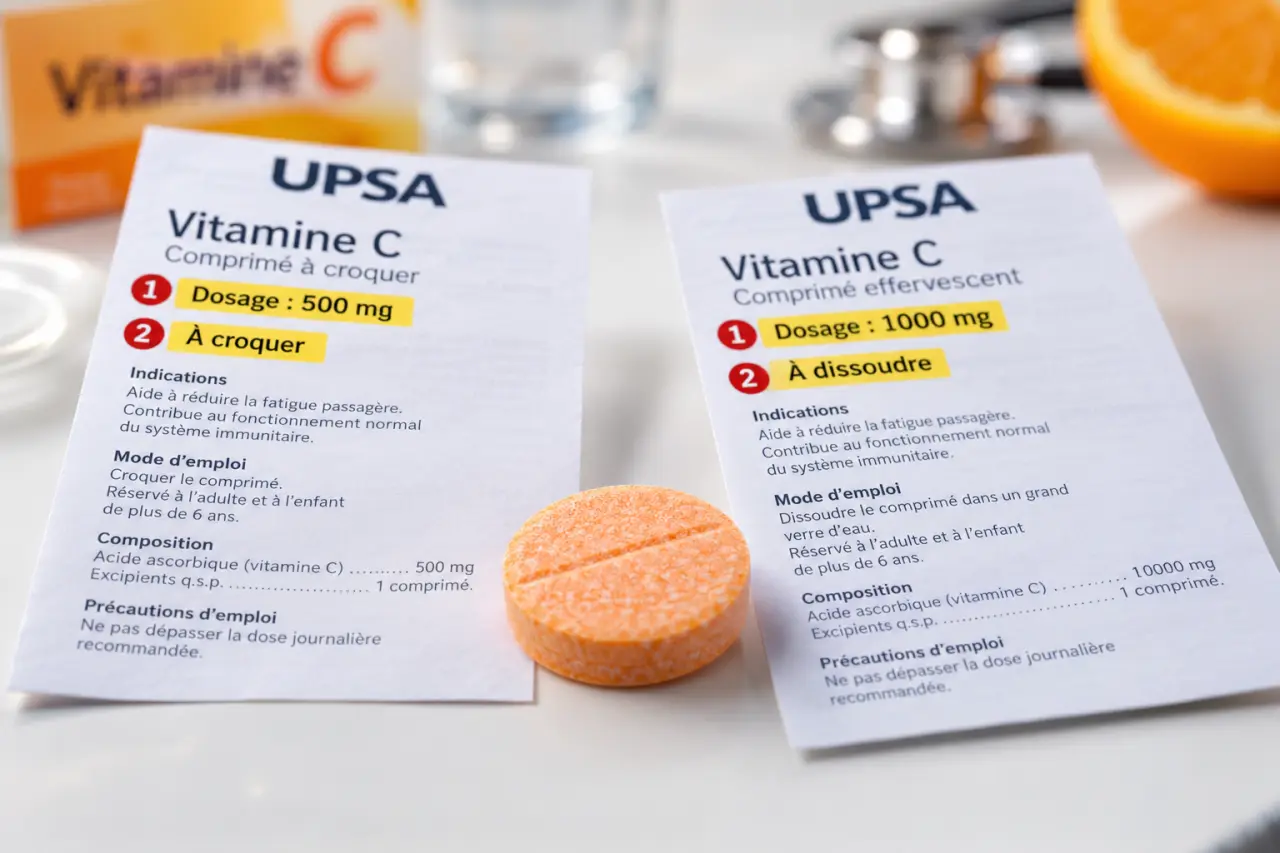 Vitamine C à croquer : 2 écarts entre les fiches UPSA à vérifier avant la prise